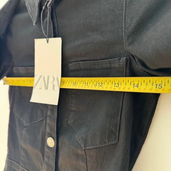 Zara Black Denim Button Front‎ Mini Dress XS NWT - Picture 12 of 14